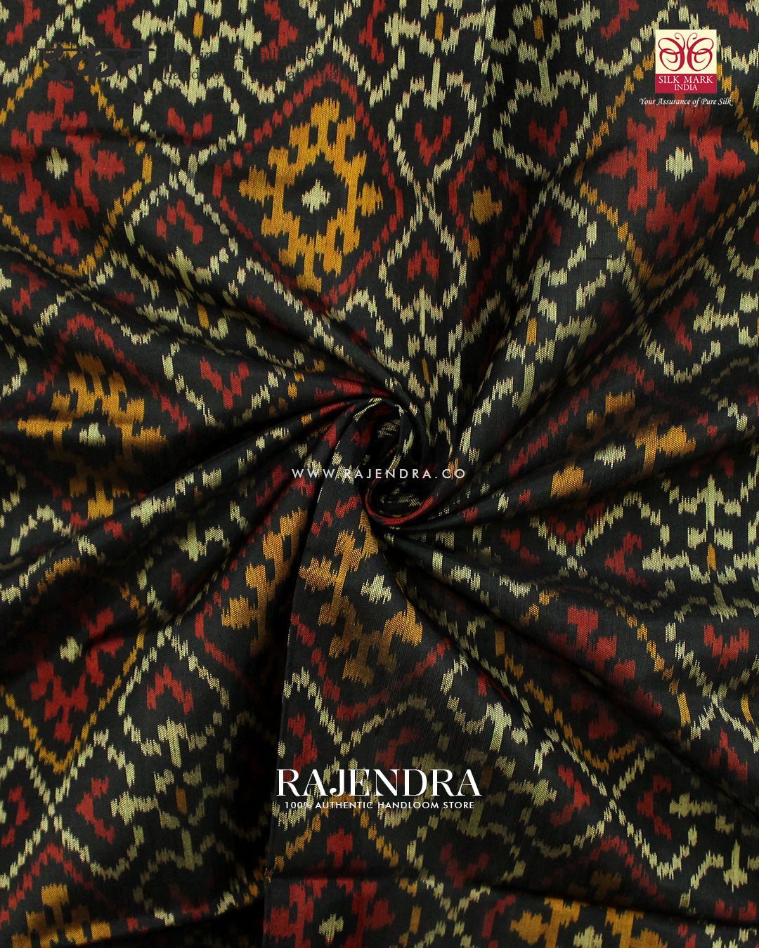 Traditional Panchanda Black Rajkot Patola Dupatta
