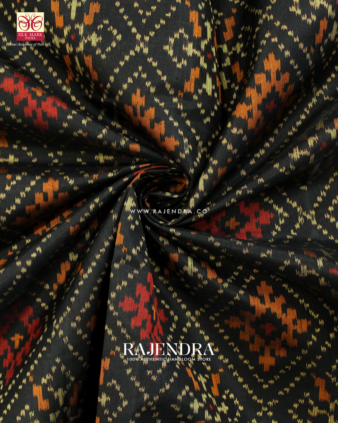 Traditional Panchanda Bhat Black Single Ikat Rajkot Patola Saree