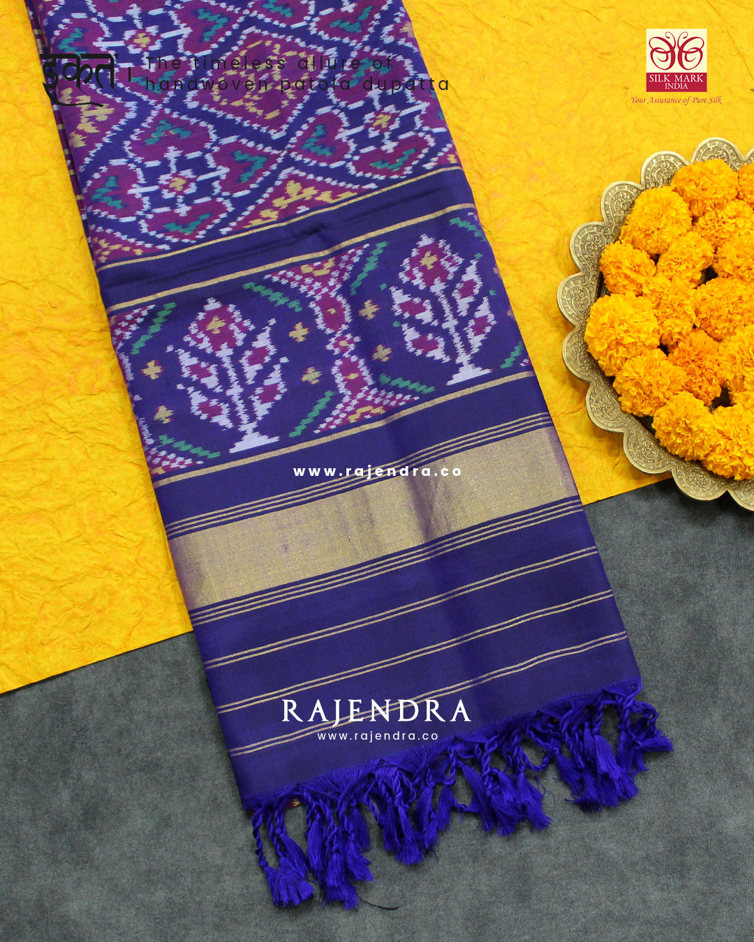 Exclusive Panchanda Design Blue Ikat Rajkot Patola Dupatta