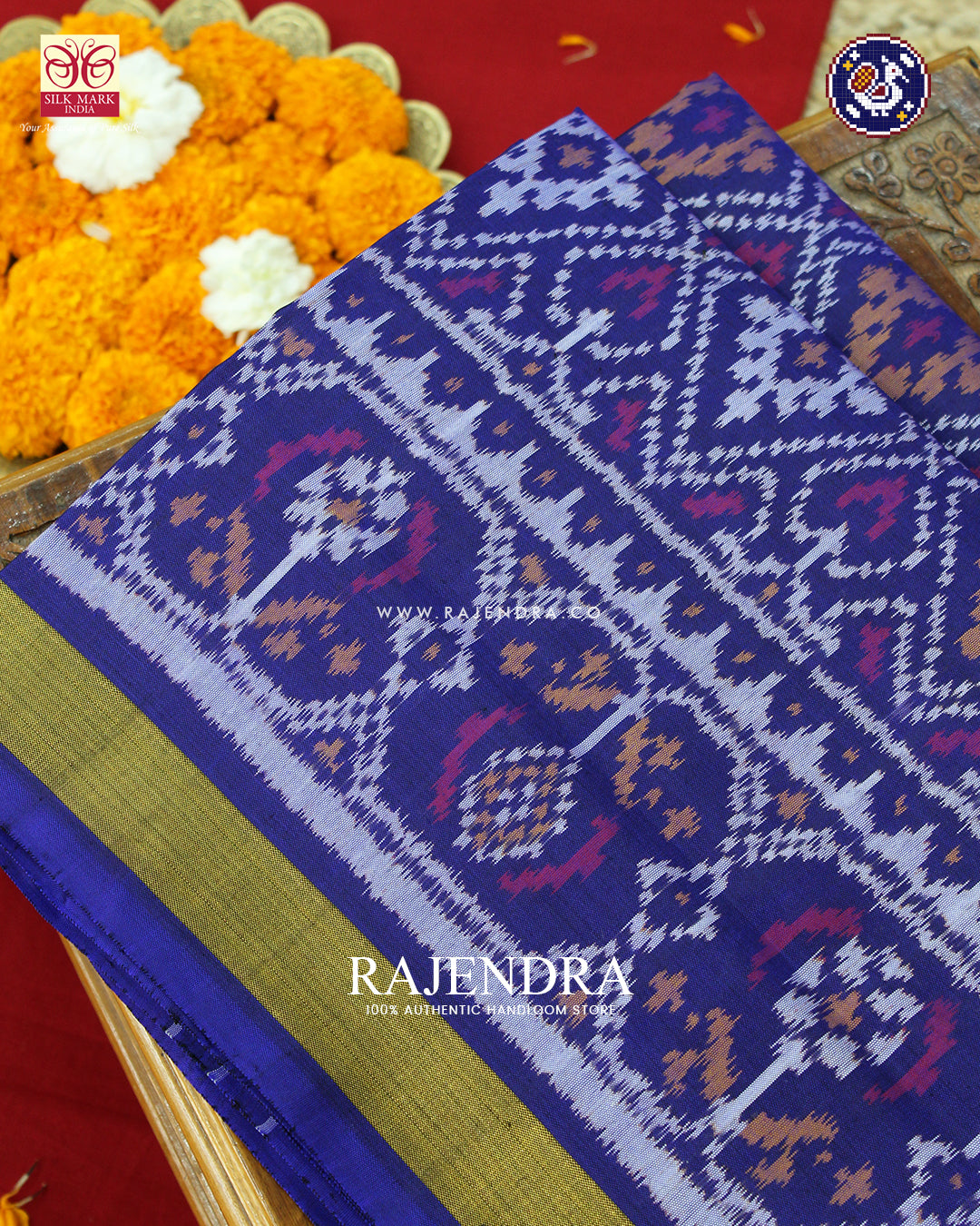 Traditional Panchanda Design Blue Rajkot Patola Saree