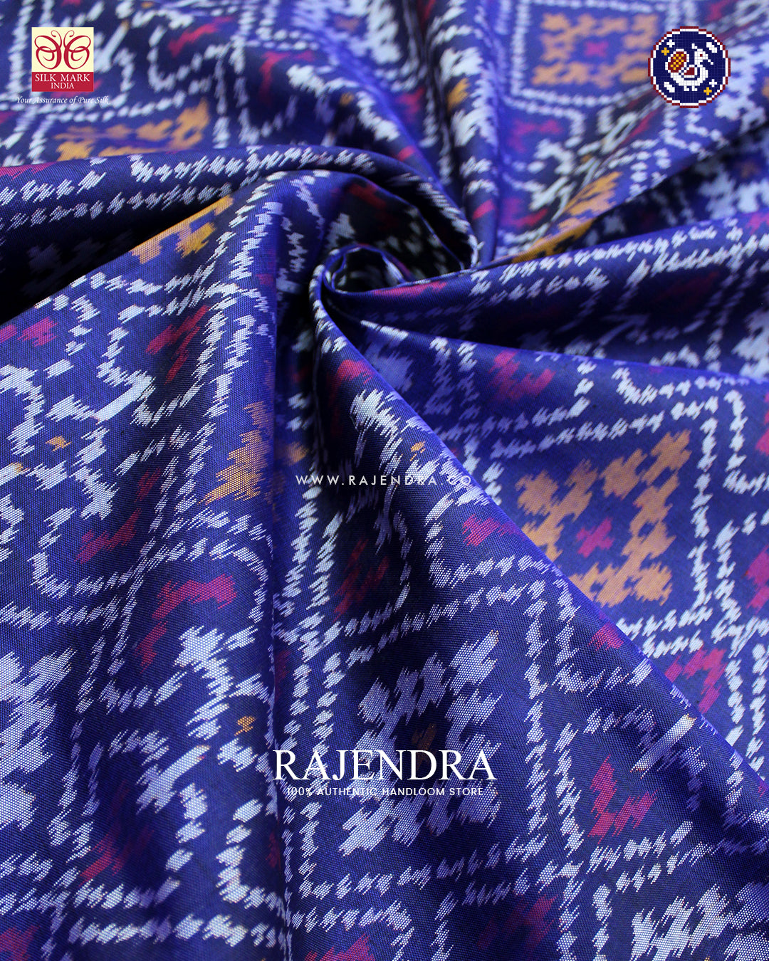 Traditional Panchanda Design Blue Rajkot Patola Saree