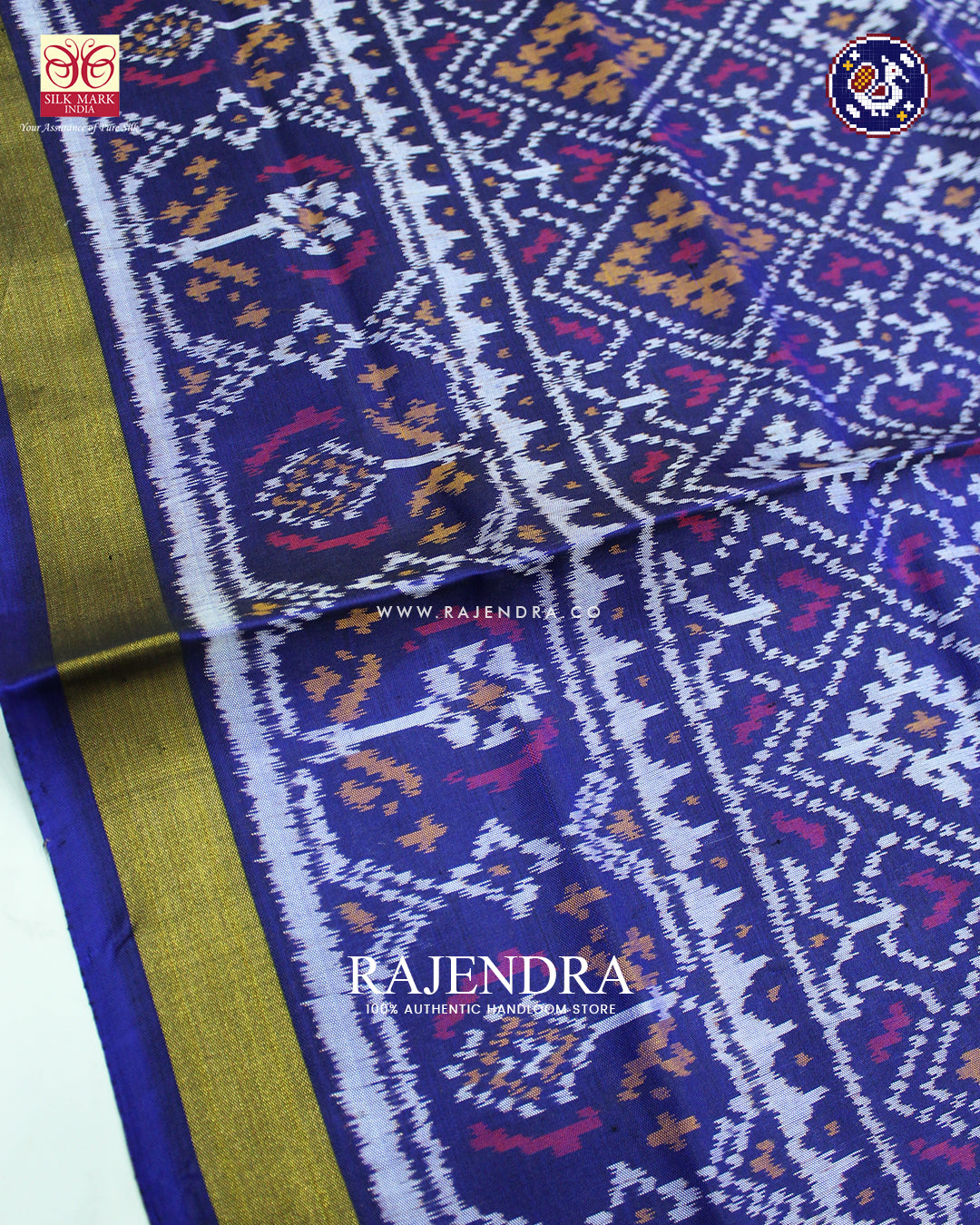 Traditional Panchanda Design Blue Rajkot Patola Saree