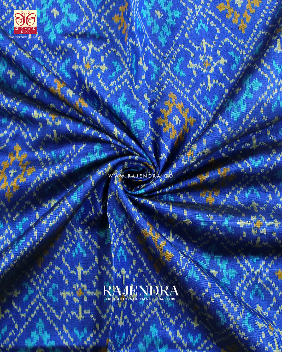 Traditional Panchanda Design Blue Single Ikat Rajkot Patola Saree