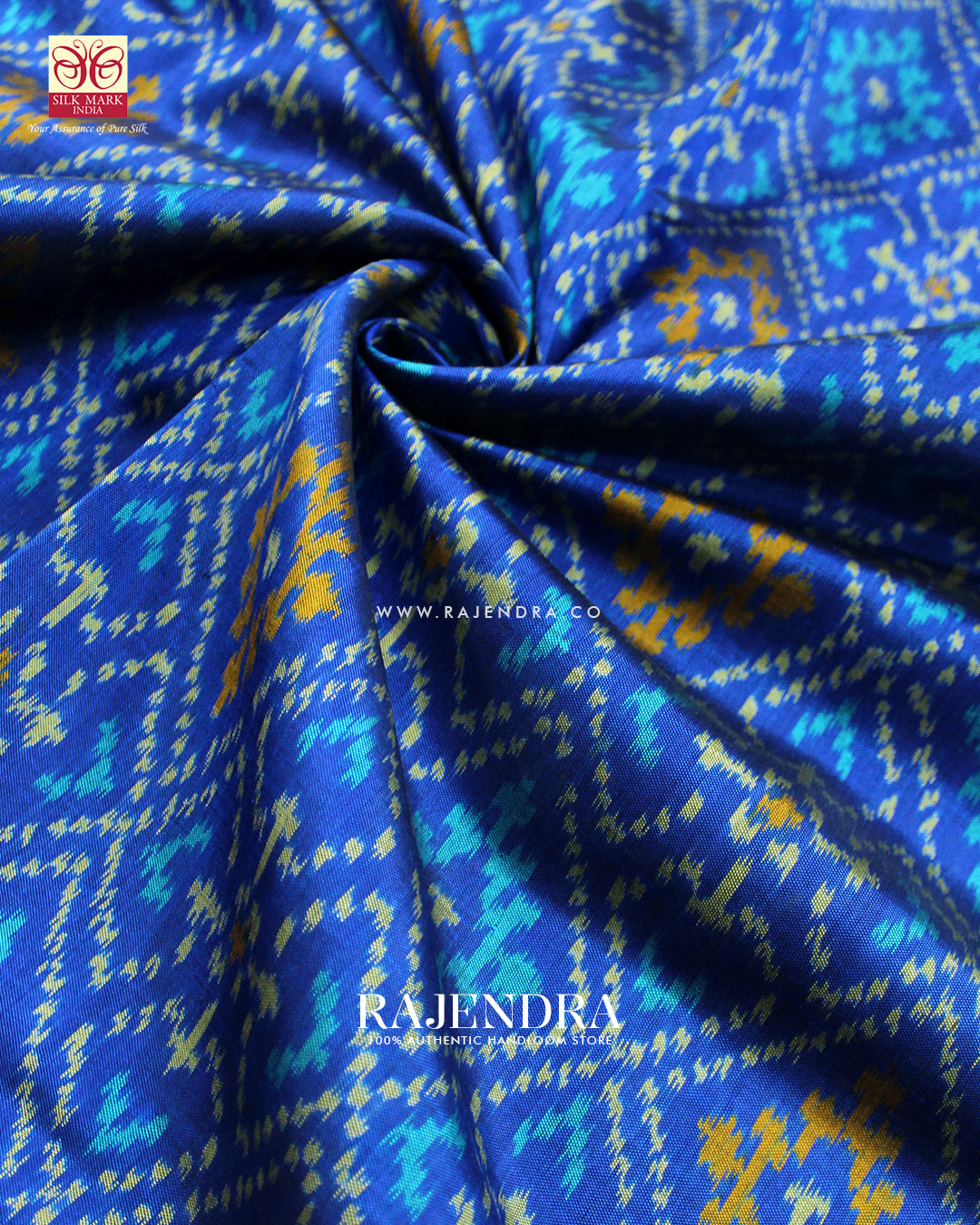 Traditional Panchanda Design Blue Single Ikat Rajkot Patola Saree