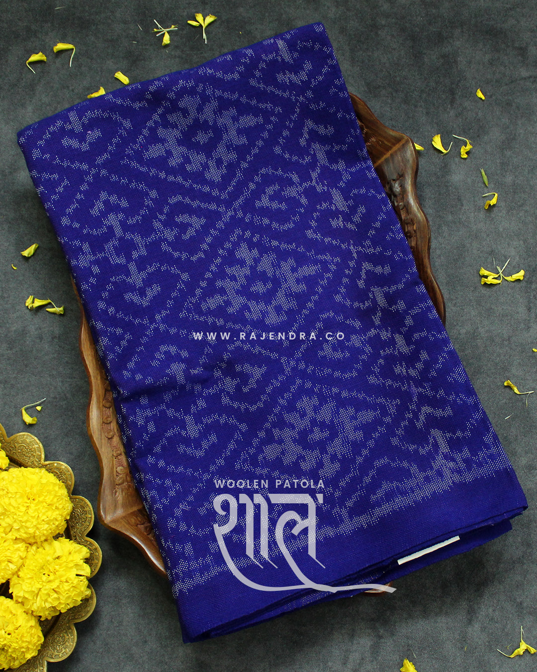 Handwoven Panchanda Design Blue Woolen Patola Shawls