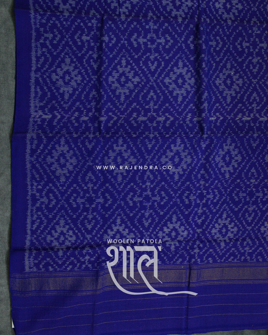 Handwoven Panchanda Design Blue Woolen Patola Shawls