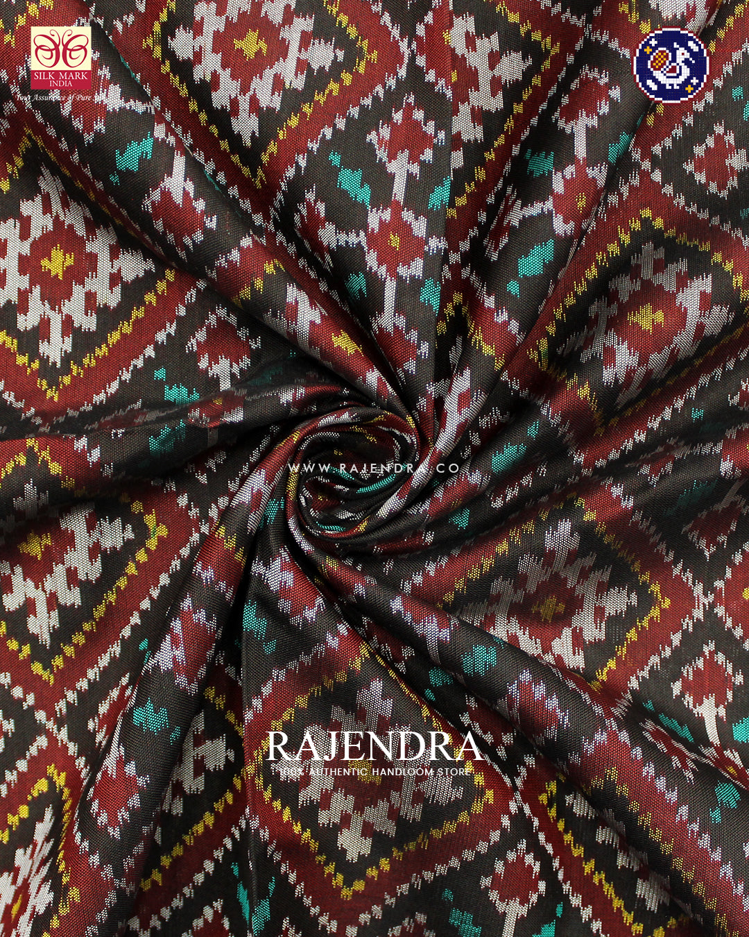 Traditional Panchanda Design Black Ikat Rajkot Patola Saree