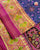 Traditional Panchanda Design Pink and Blue Single Ikat Rajkot Patola Saree