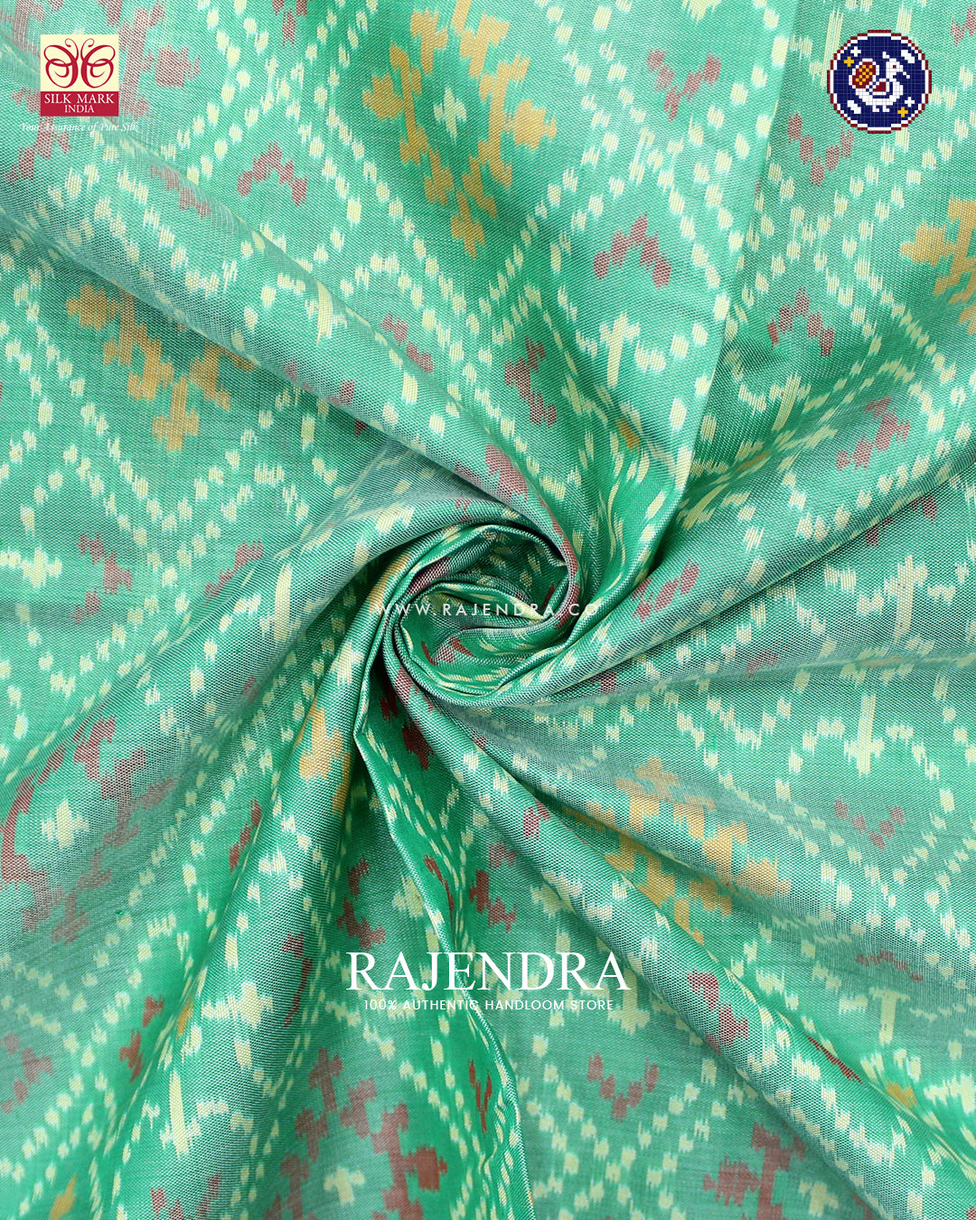 Traditional Panchanda Design Green and Pista Rajkot Patola Saree