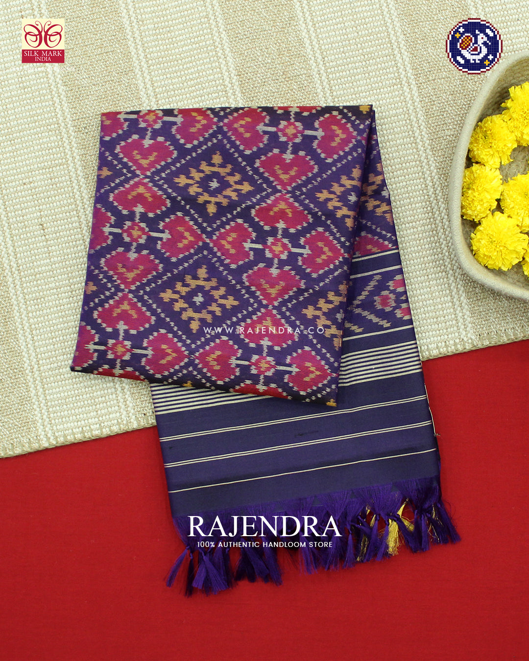 Traditional Panchanda Design Purple Rajkot Patola Dupatta