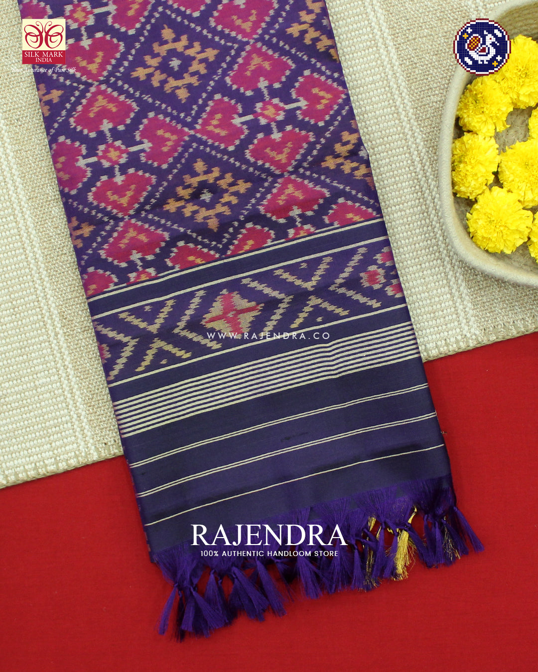 Traditional Panchanda Design Purple Rajkot Patola Dupatta
