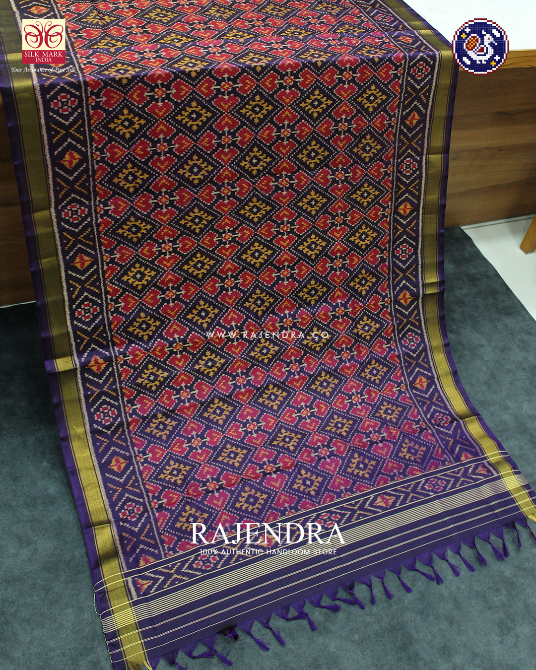 Traditional Panchanda Design Purple Rajkot Patola Dupatta