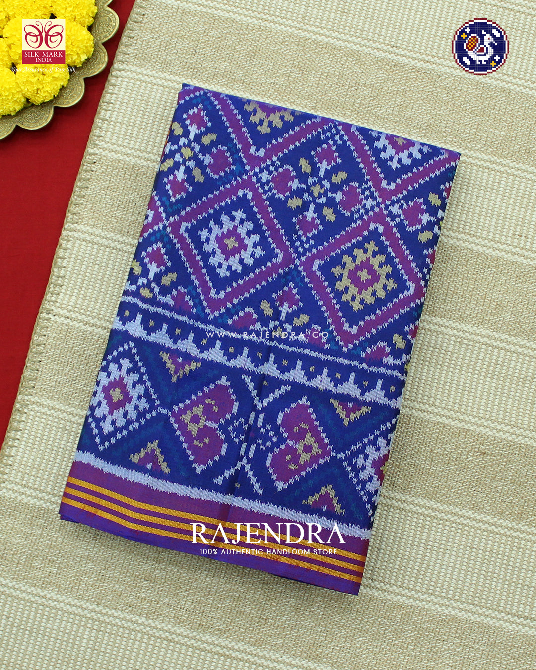 Traditional Panchanda Design Purple Ikat Rajkot Patola Saree