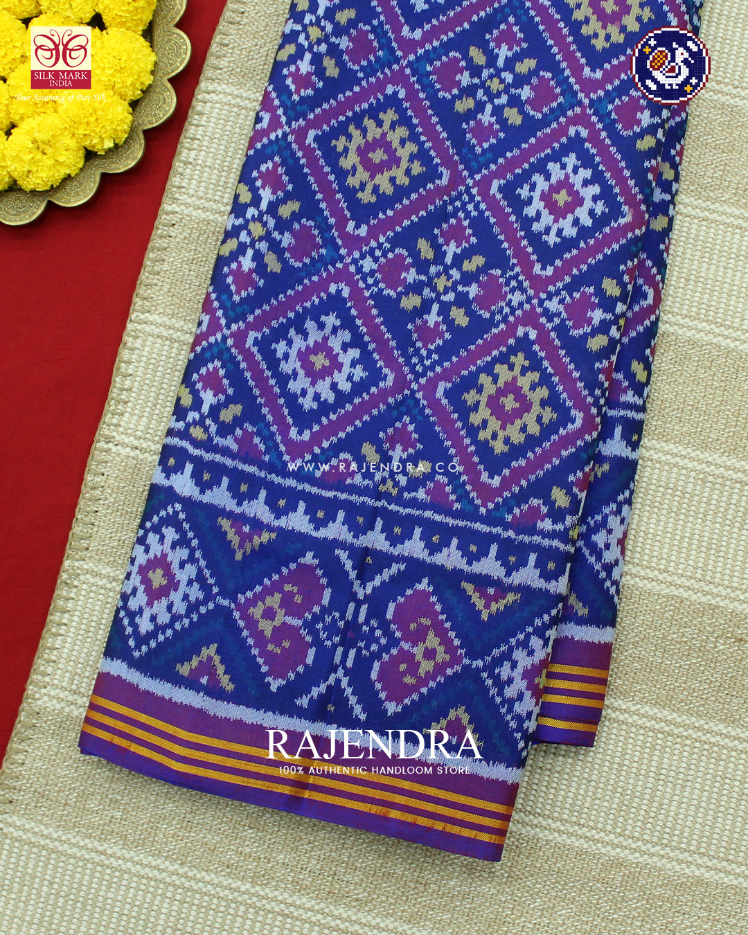 Traditional Panchanda Design Purple Ikat Rajkot Patola Saree