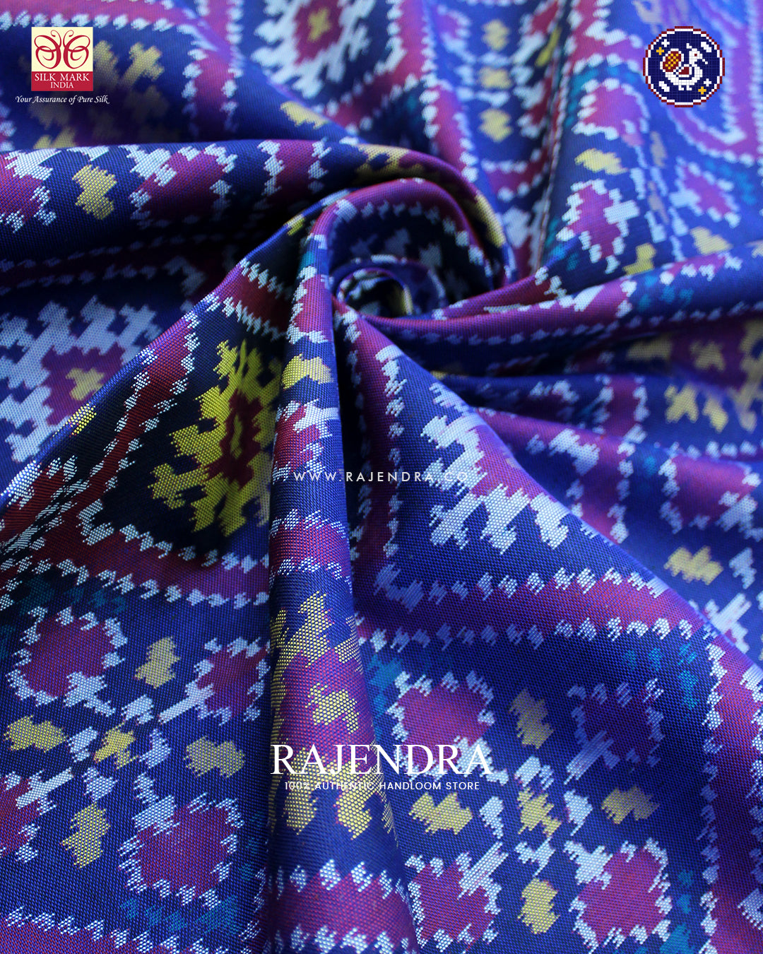 Traditional Panchanda Design Purple Ikat Rajkot Patola Saree