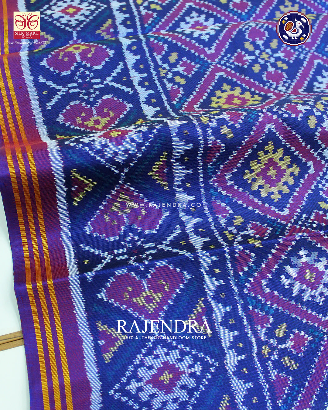 Traditional Panchanda Design Purple Ikat Rajkot Patola Saree