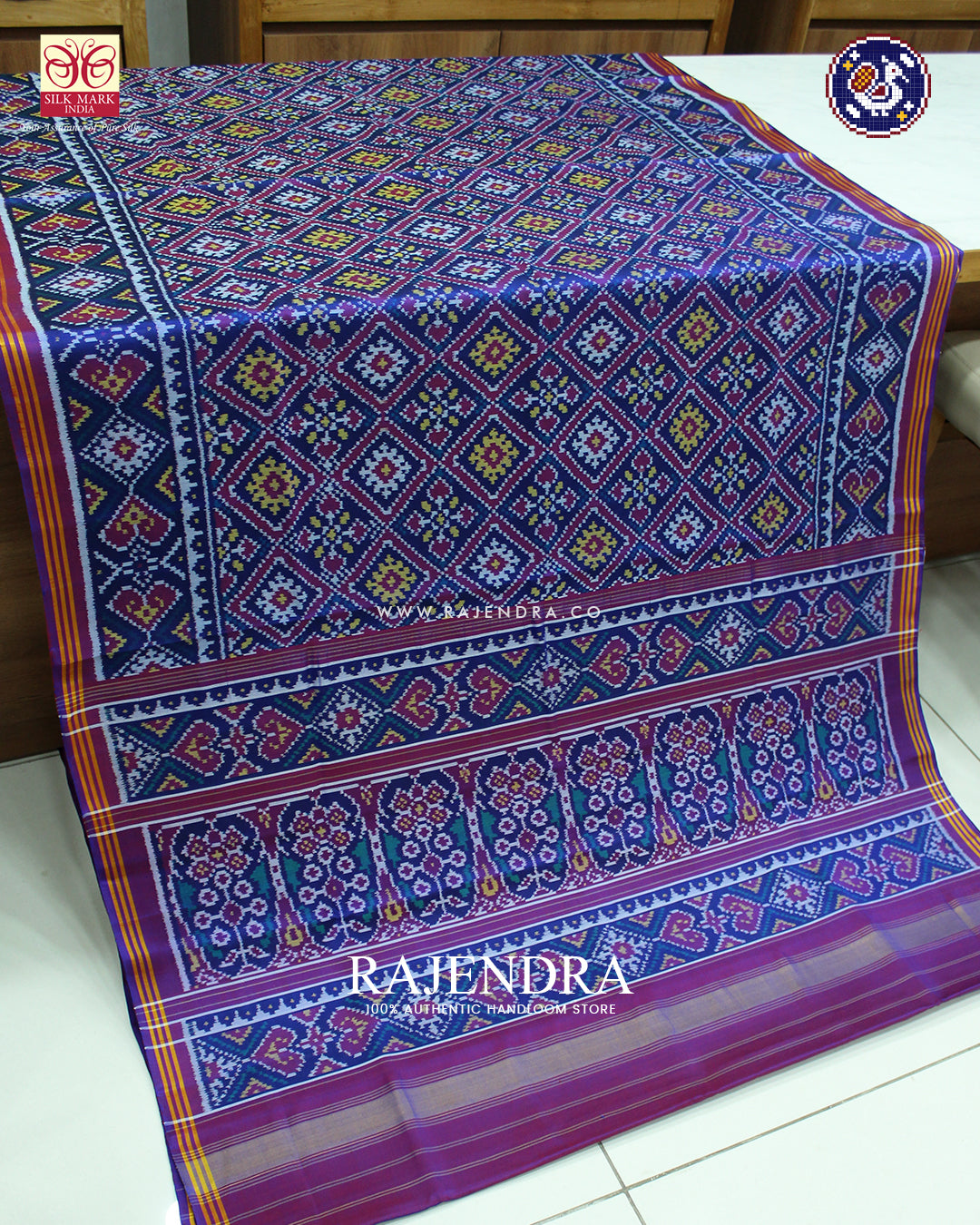 Traditional Panchanda Design Purple Ikat Rajkot Patola Saree