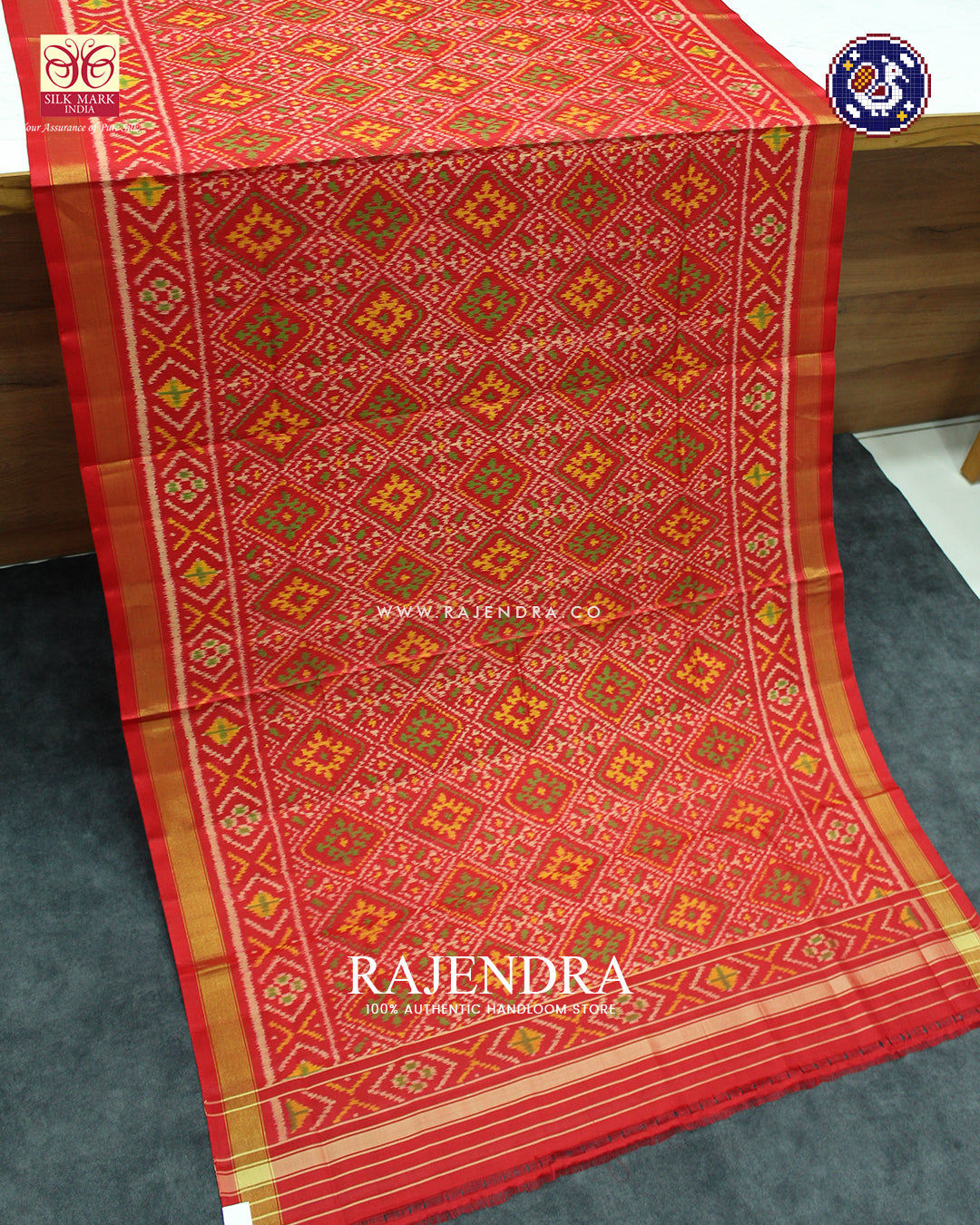 Traditional Panchanda Design Red Rajkot Patola Dupatta