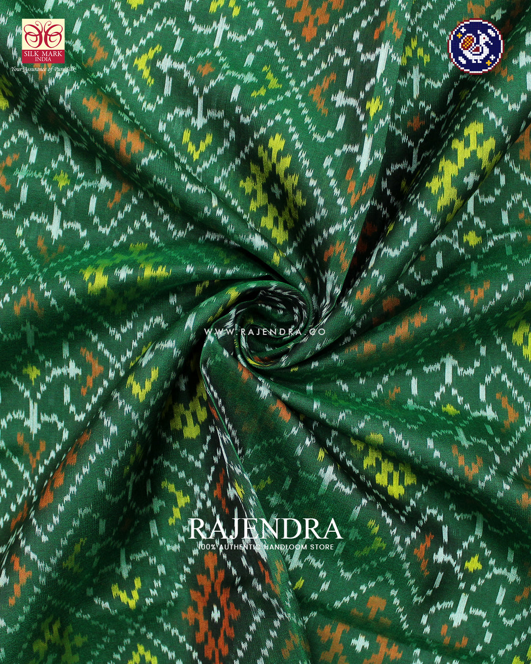 Traditional Panchanda Design Green Rajkot Patola Saree