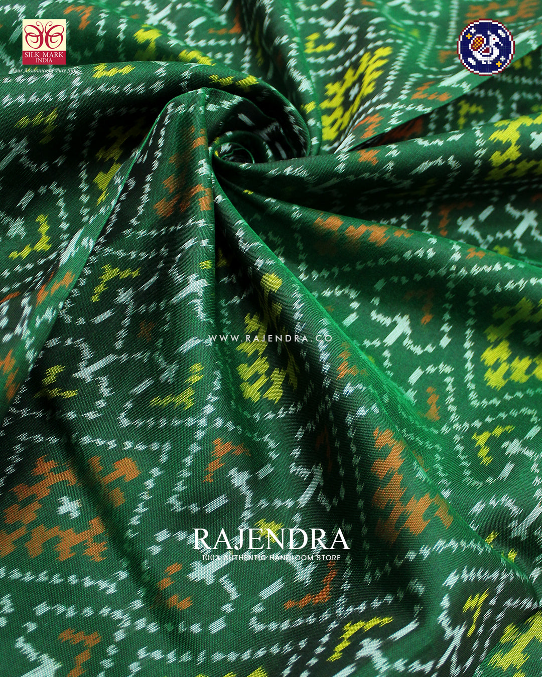 Traditional Panchanda Design Green Rajkot Patola Saree