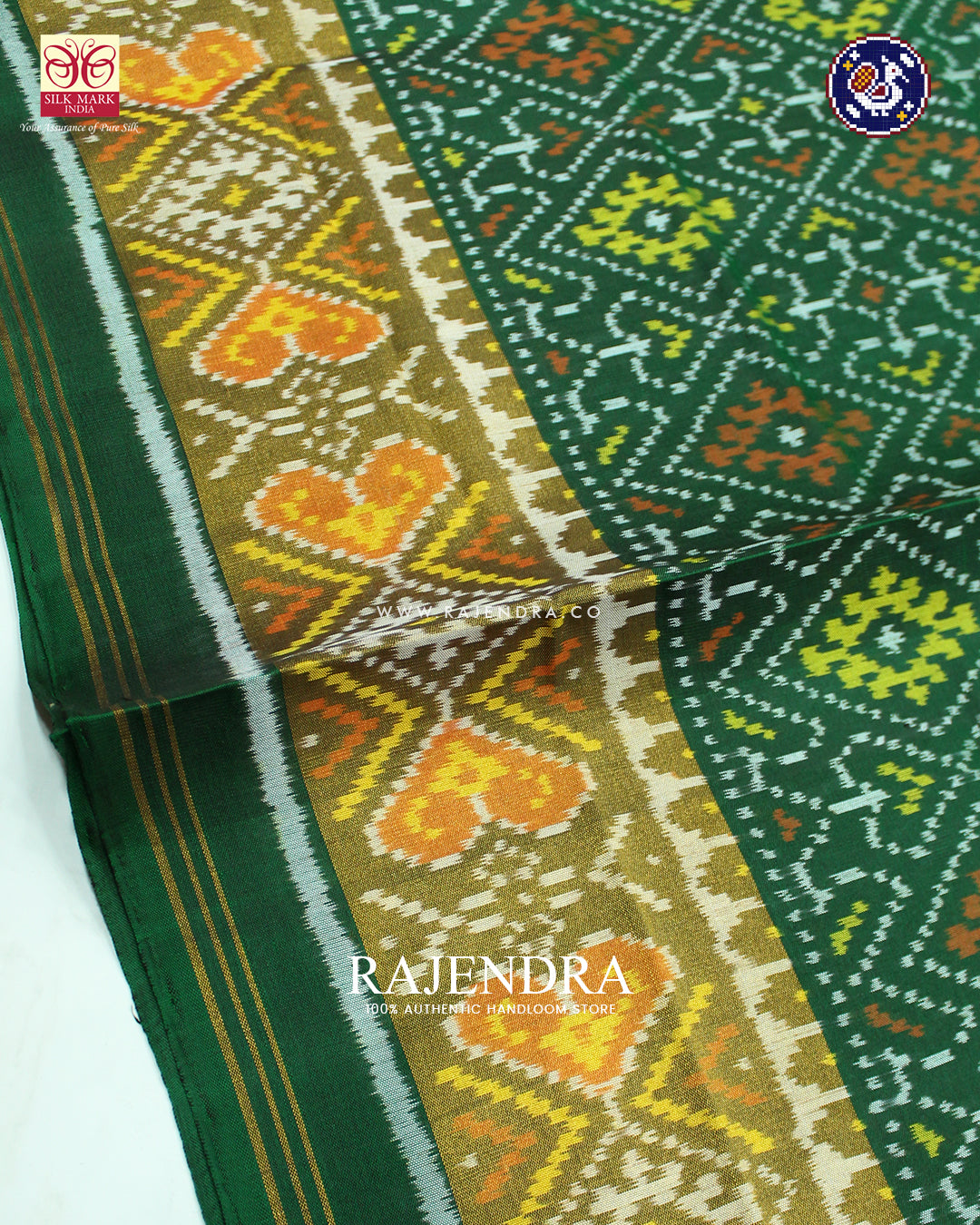 Traditional Panchanda Design Green Rajkot Patola Saree