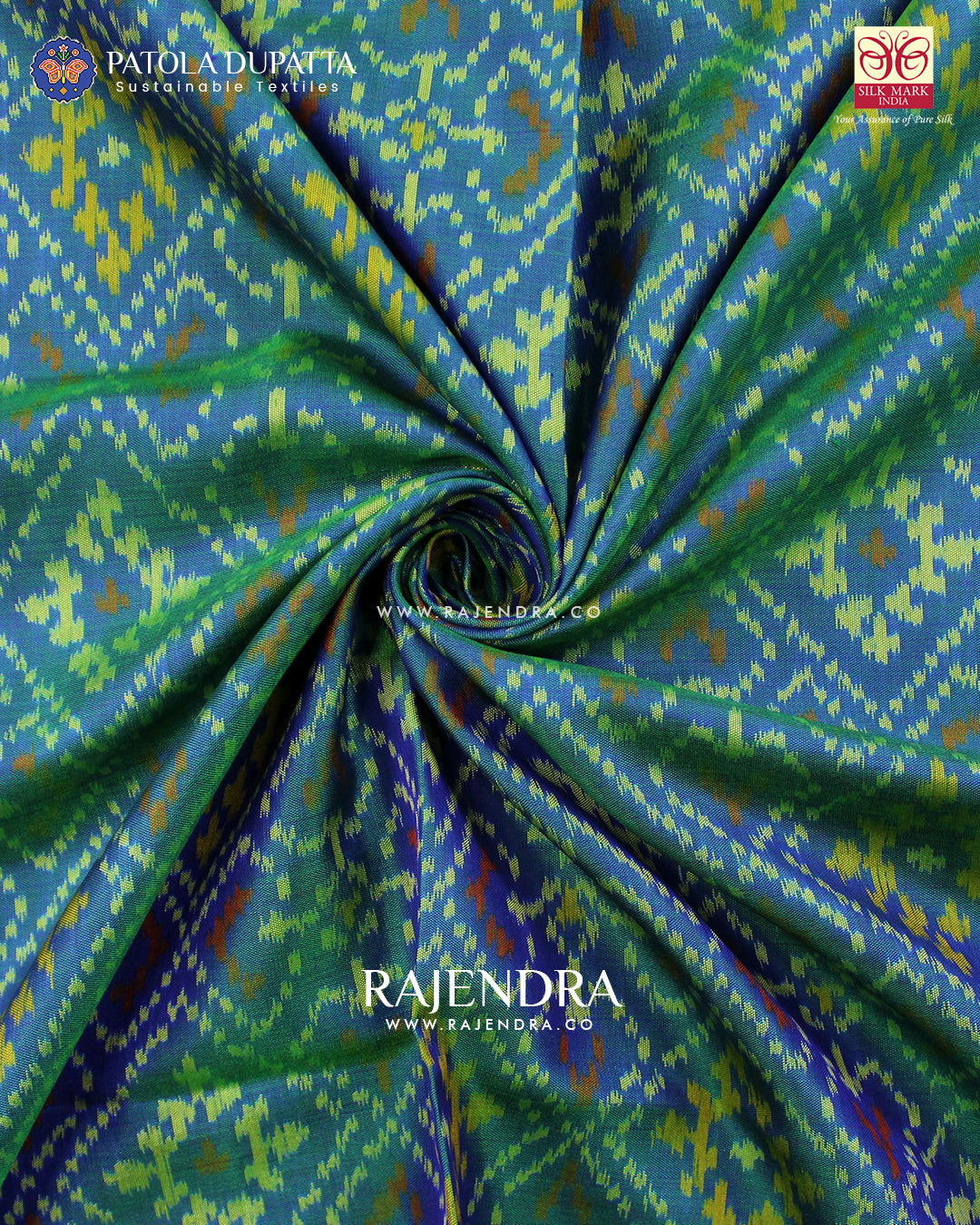 Traditional Panchanda Design Light Blue Single Ikat Rajkot Patola Saree