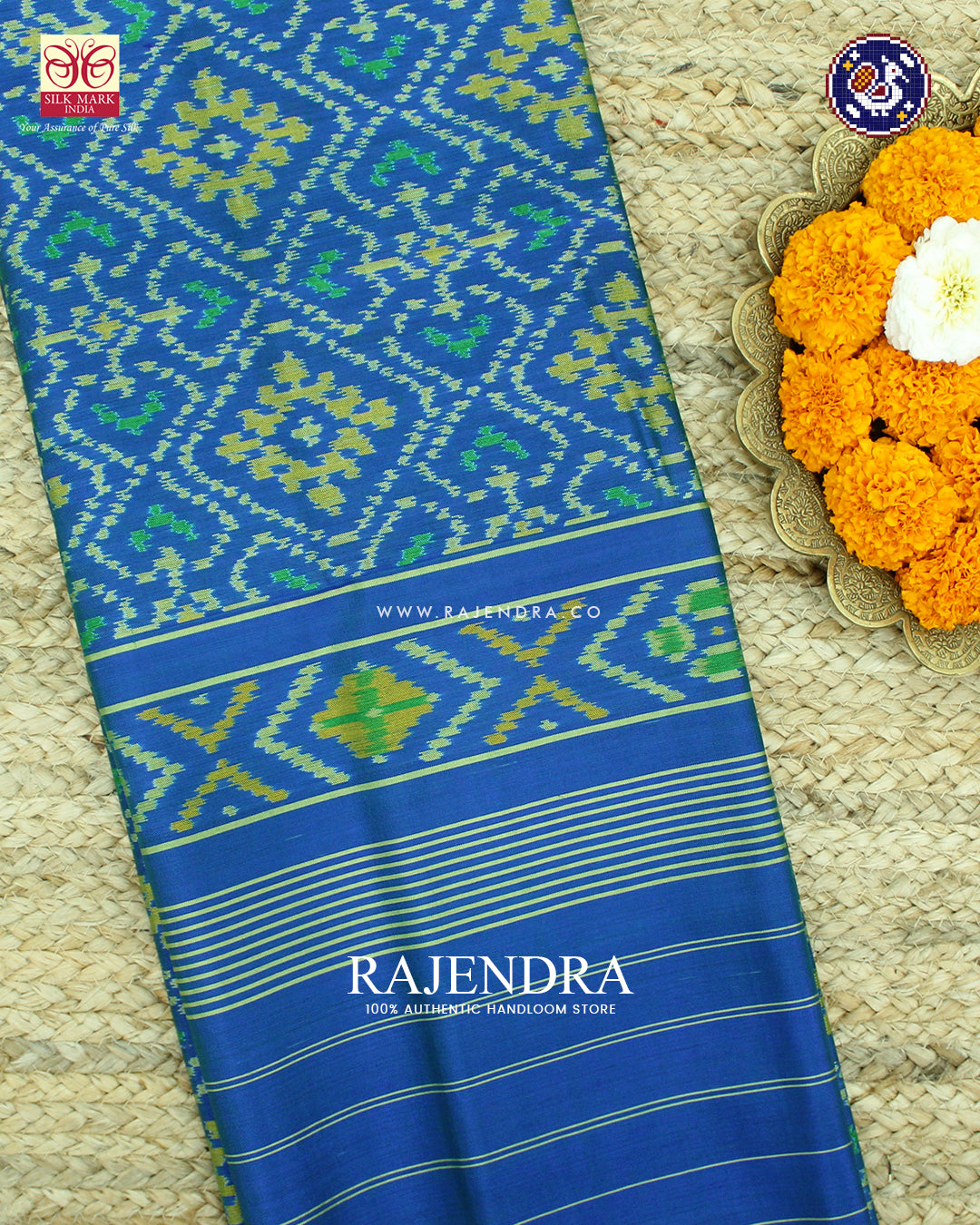Traditional Panchanda Design Light Blue Rajkot Patola Dupatta