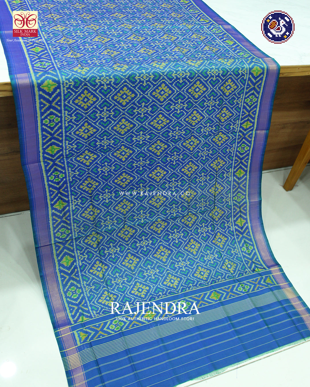 Traditional Panchanda Design Light Blue Rajkot Patola Dupatta