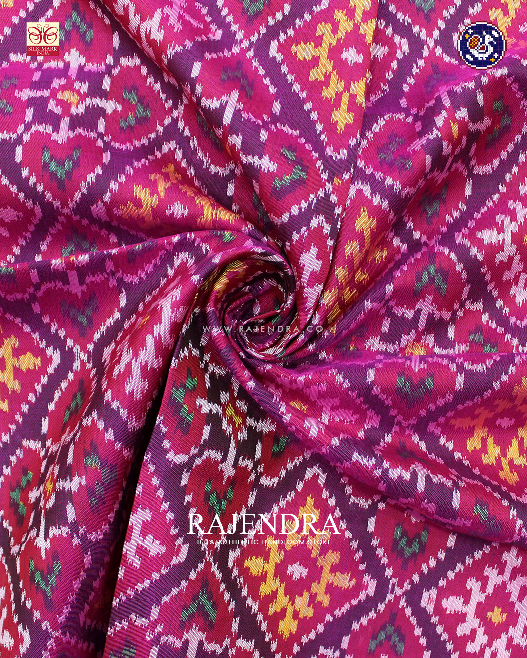 Exclusive Panchanda Design Magenta Ikat Rajkot Patola Dupatta