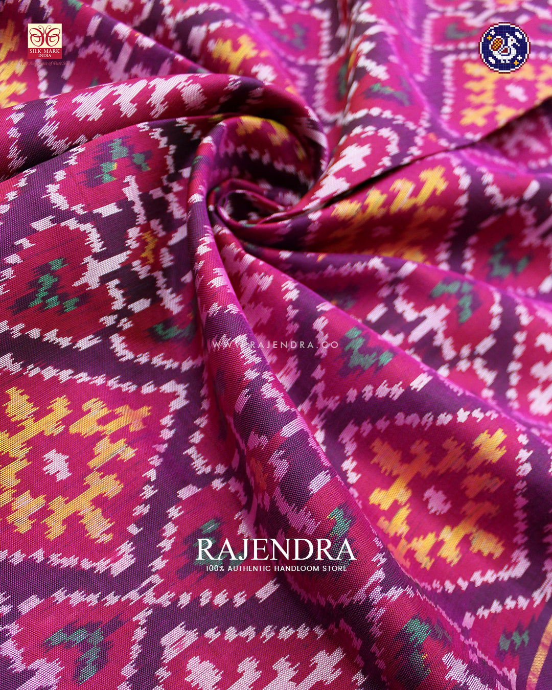 Exclusive Panchanda Design Magenta Ikat Rajkot Patola Dupatta