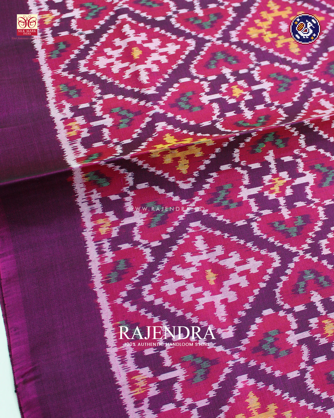 Exclusive Panchanda Design Magenta Ikat Rajkot Patola Dupatta