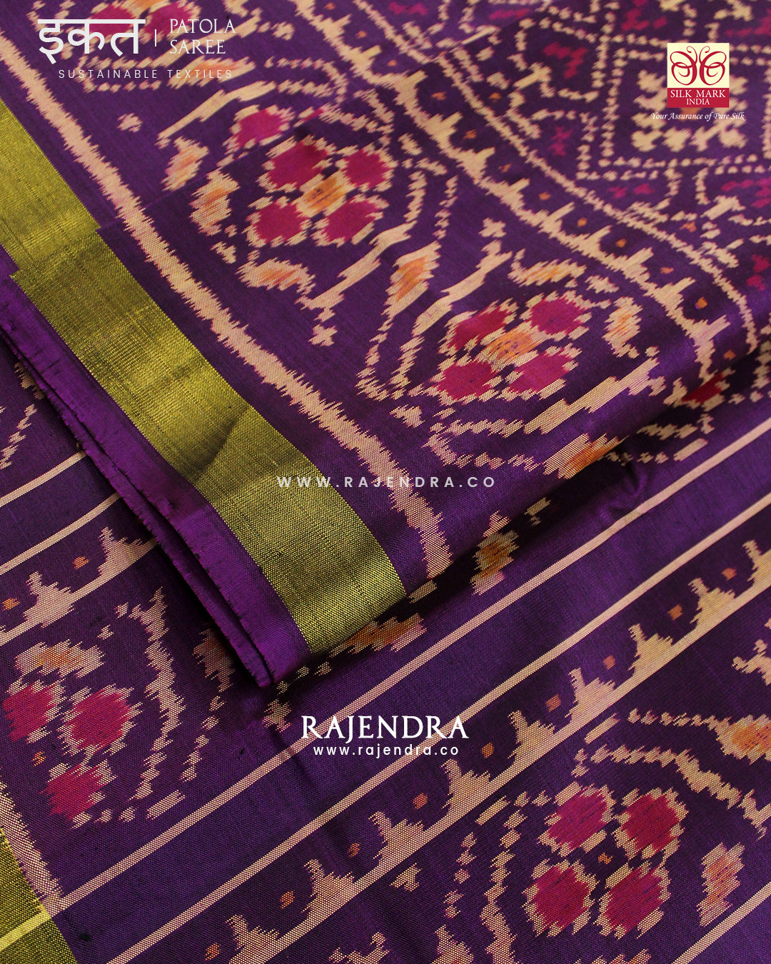 Traditional Panchanda Design Purple Single Ikat Rajkot Patola Saree