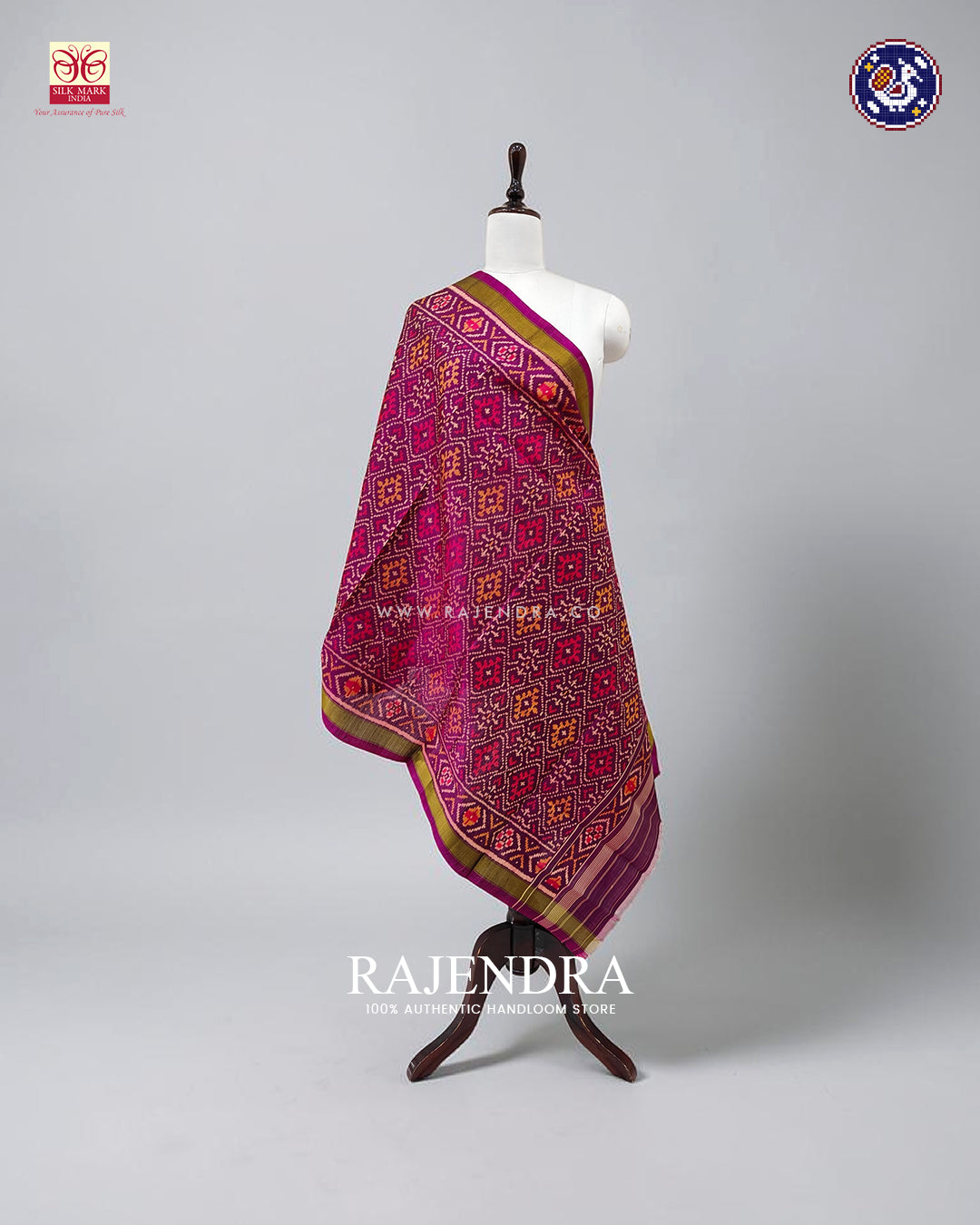 Traditional Panchanda Design Magenta Rajkot Patola Dupatta