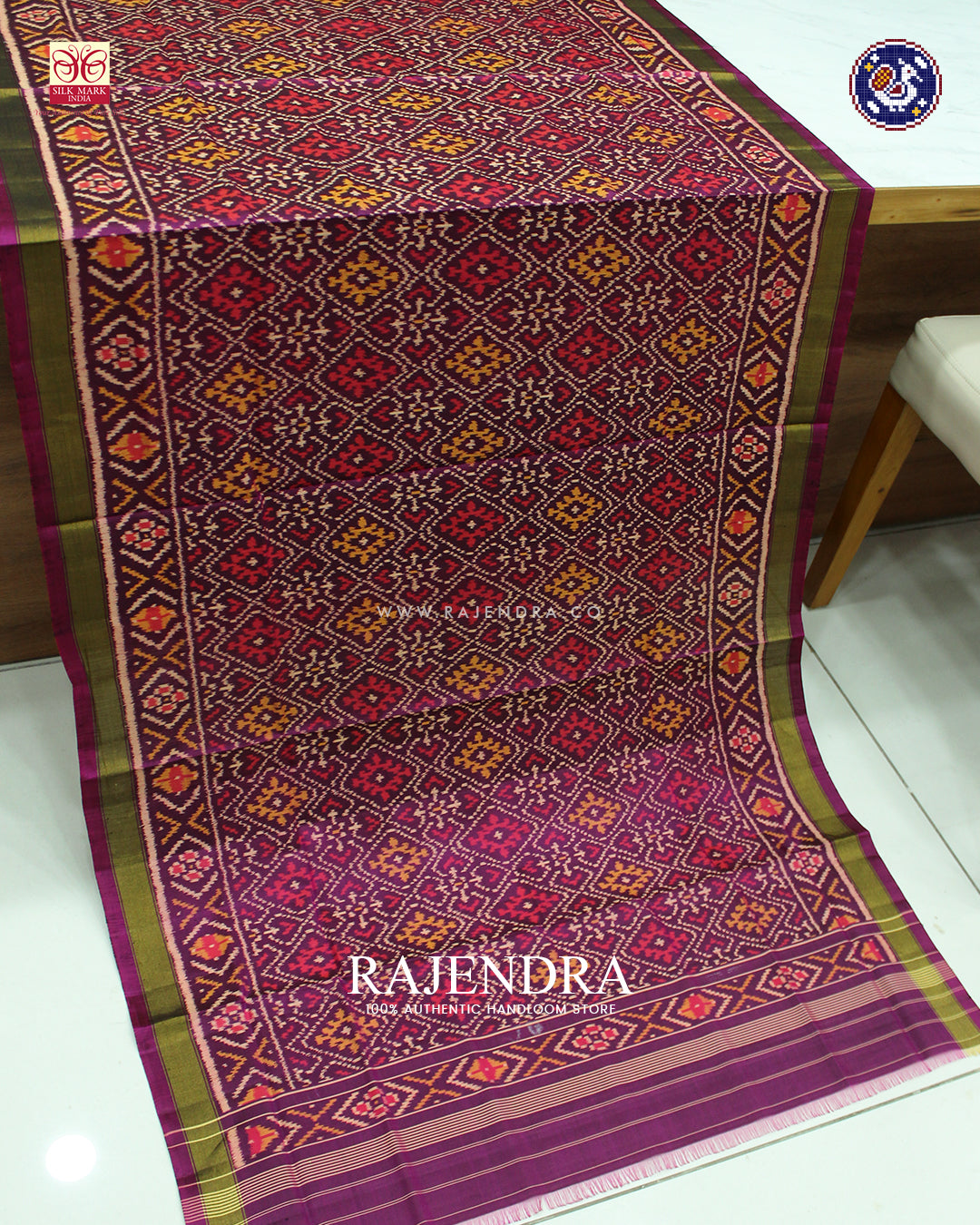 Traditional Panchanda Design Magenta Rajkot Patola Dupatta
