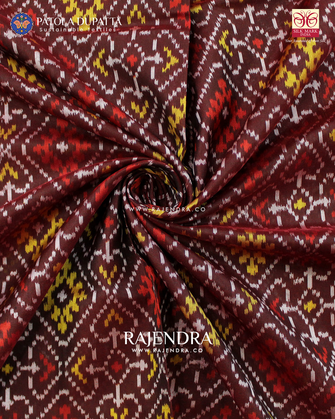 Traditional Panchanda Design Maroon Single Ikat Rajkot Patola Saree