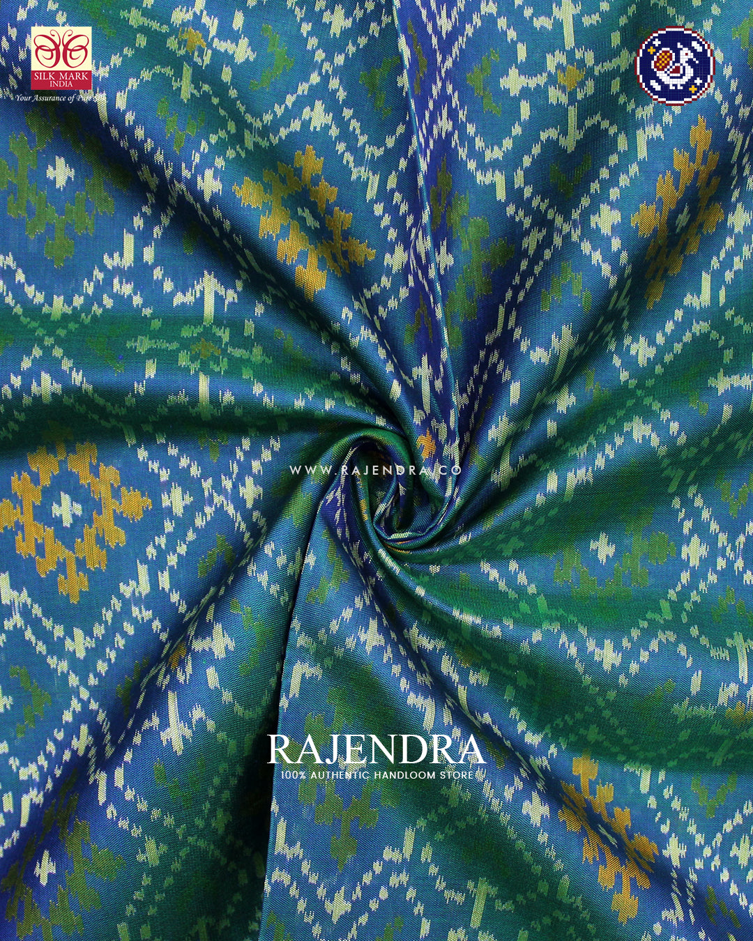 Traditional Panchanda Design Pink and Blue Rajkot Patola Saree