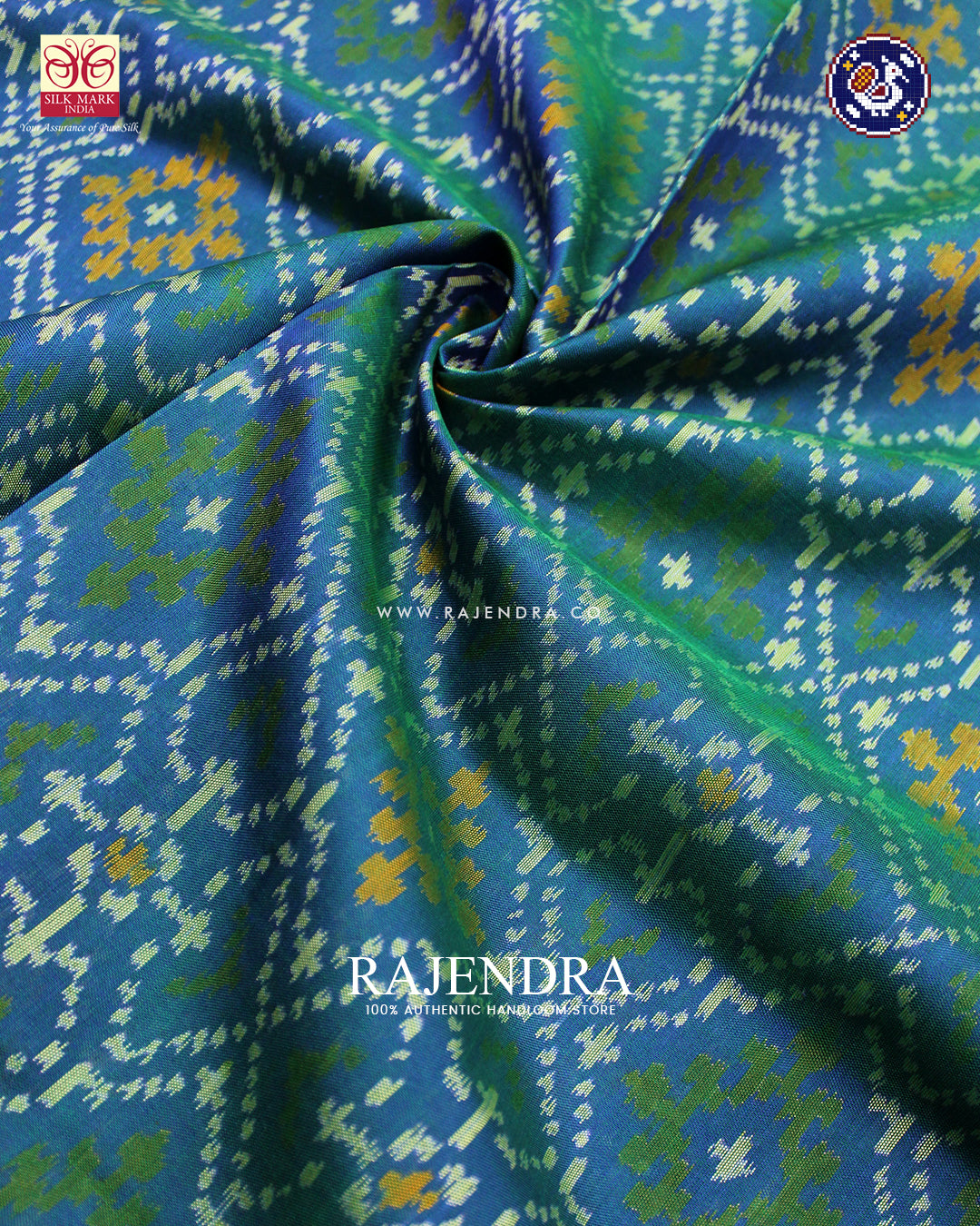 Traditional Panchanda Design Pink and Blue Rajkot Patola Saree