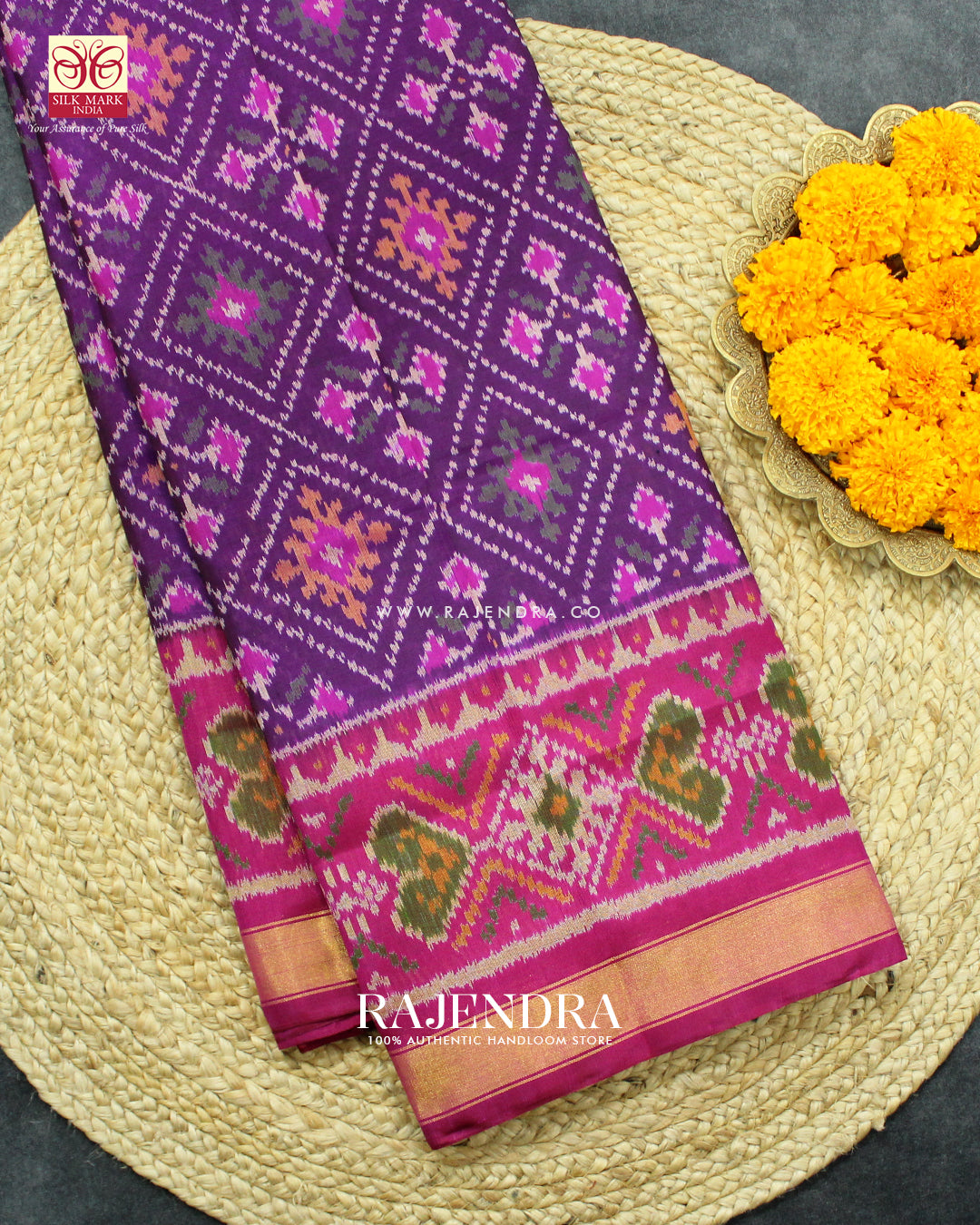 Traditional Panchanda Pink and Magenta Single Ikat Rajkot Patola Saree
