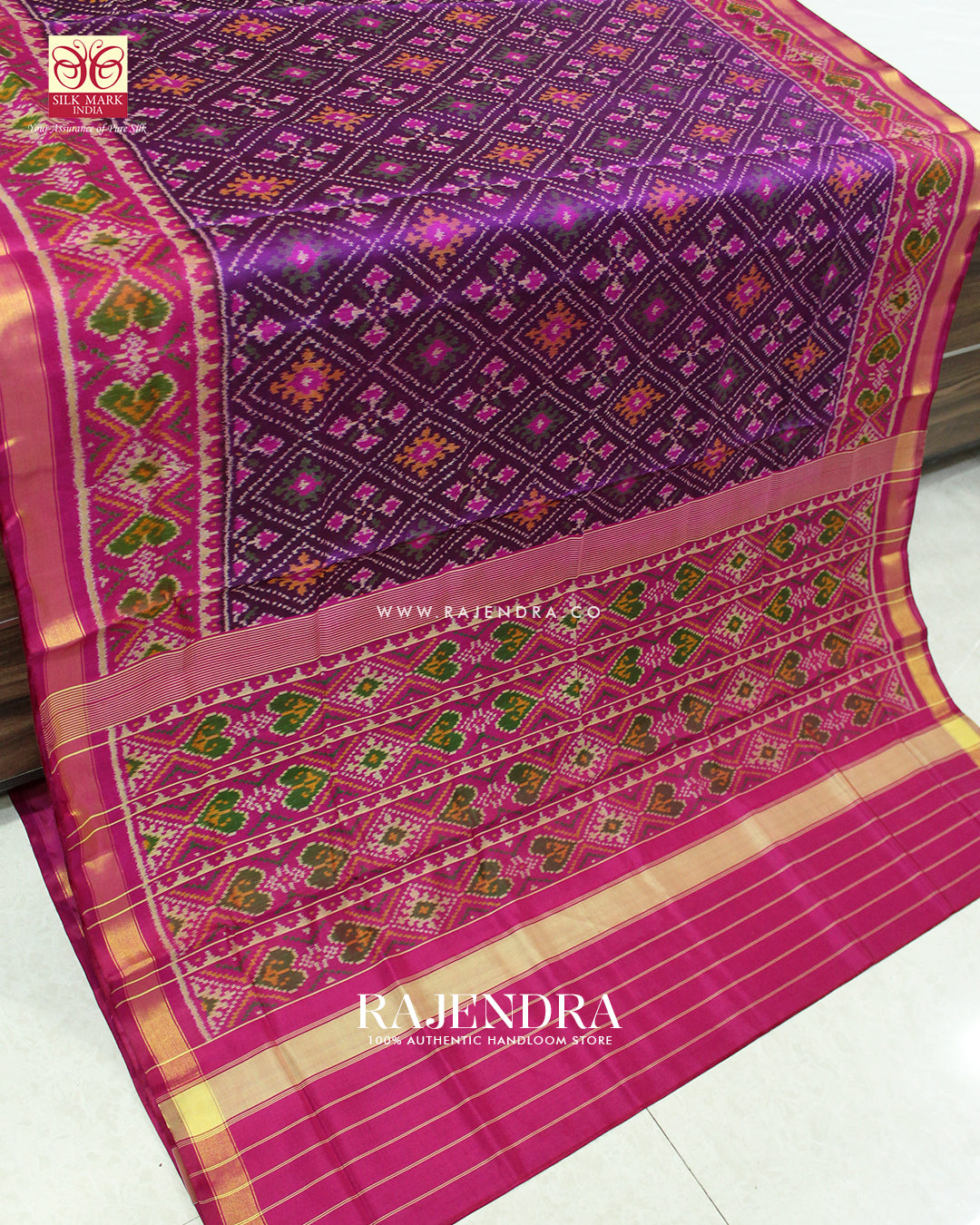 Traditional Panchanda Pink and Magenta Single Ikat Rajkot Patola Saree