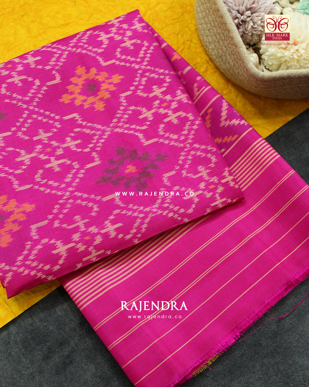 Traditional Panchanda Design Pink Single Ikat Rajkot Patola Dupatta