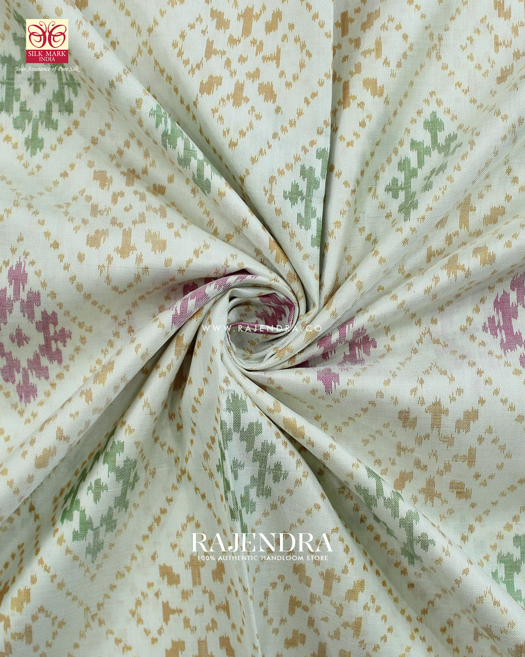Traditional Panchanda Design Pink and White Single Ikat Rajkto Patola Saree