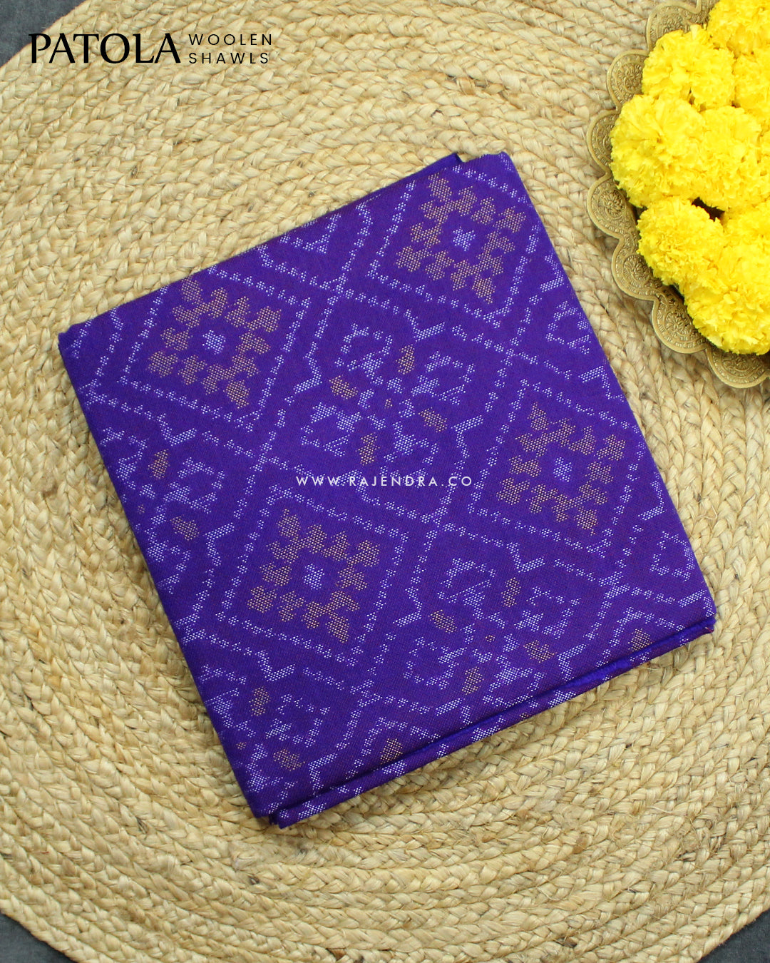 Handwoven Panchanda Design Purple Woolen Patola Shawls