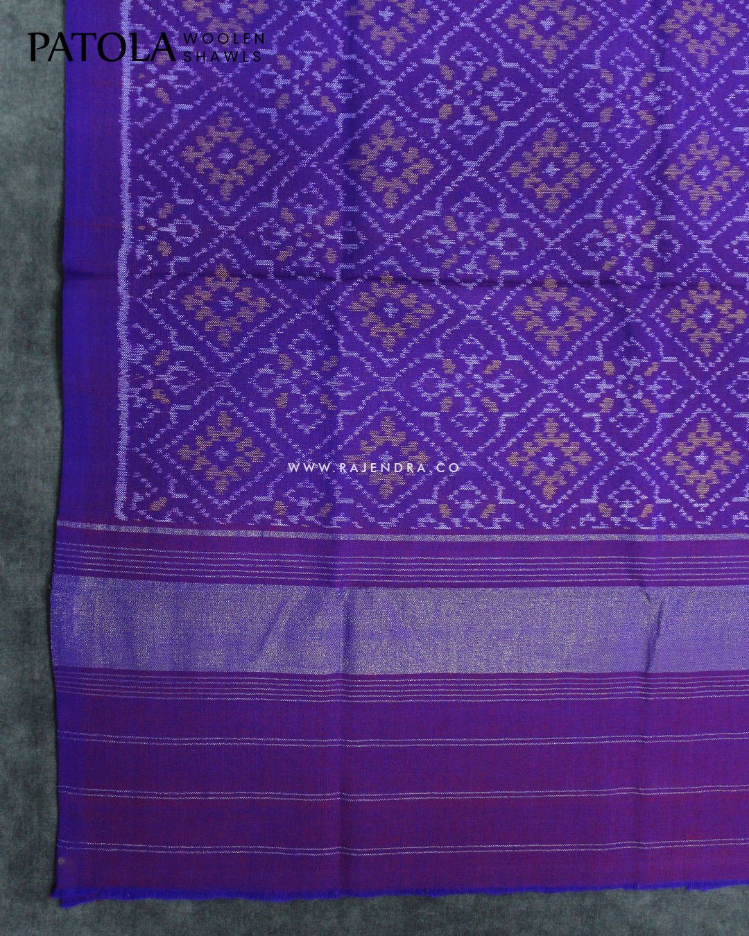 Handwoven Panchanda Design Purple Woolen Patola Shawls
