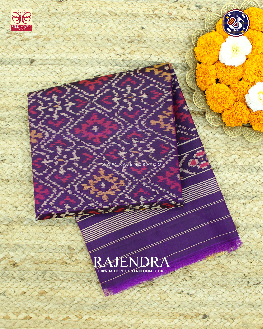 Traditional Panchanda Design Purple Single Ikat Rajkot Patola Dupatta