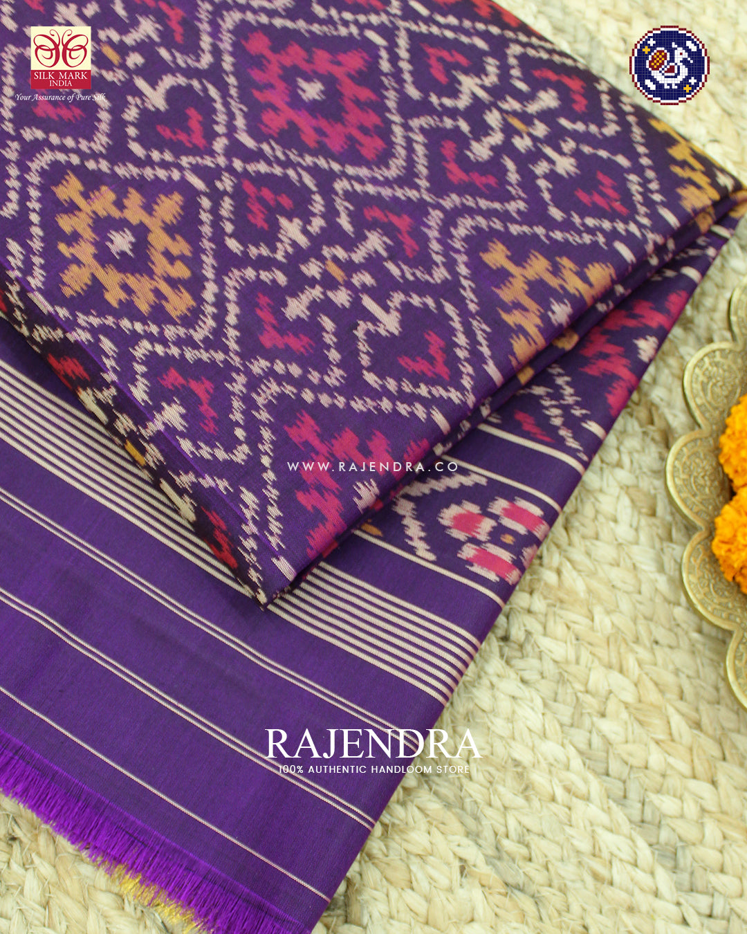 Traditional Panchanda Design Purple Single Ikat Rajkot Patola Dupatta