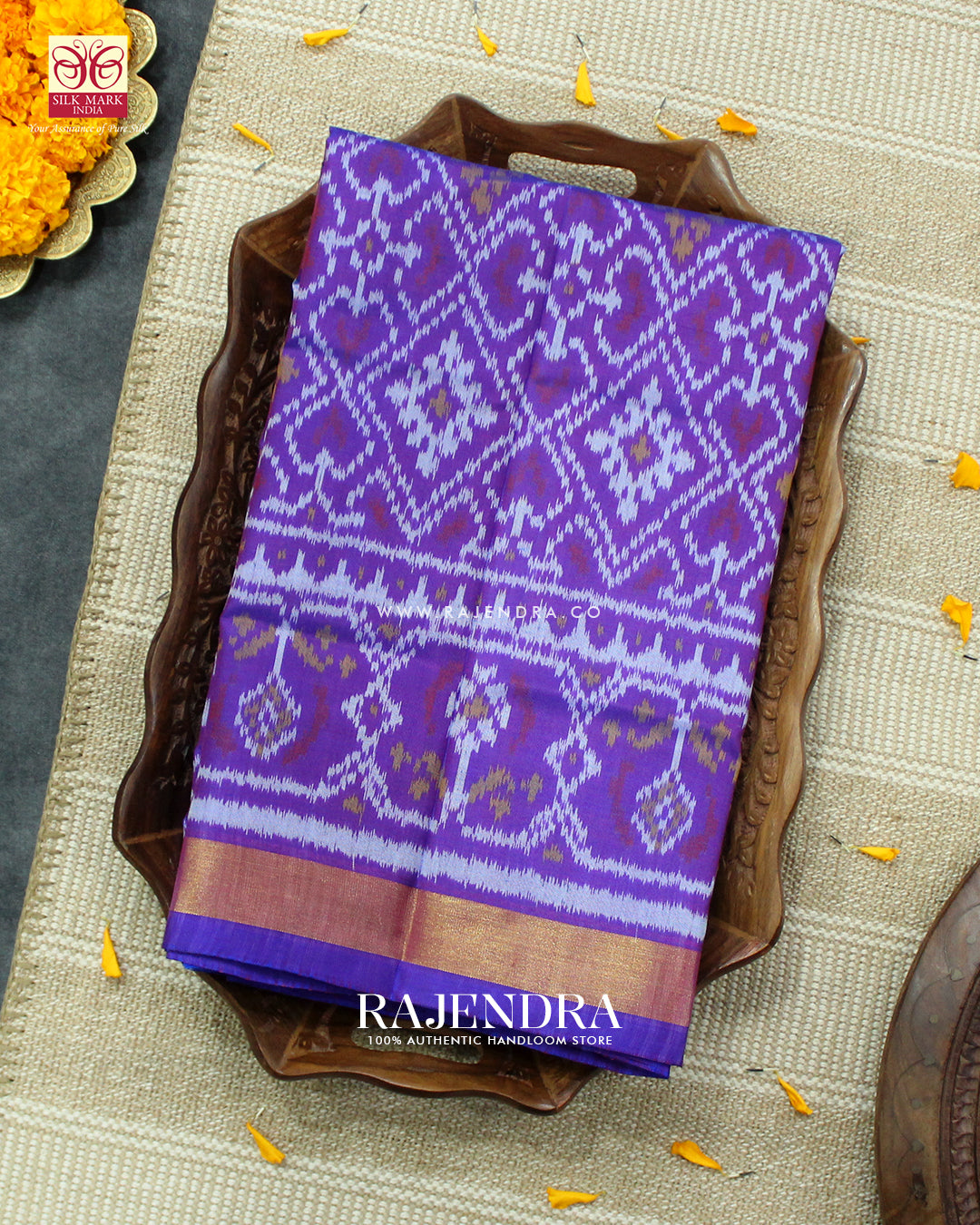 Traditional Panchanda Design Light Purple Single Ikat Rajkot Patola Saree