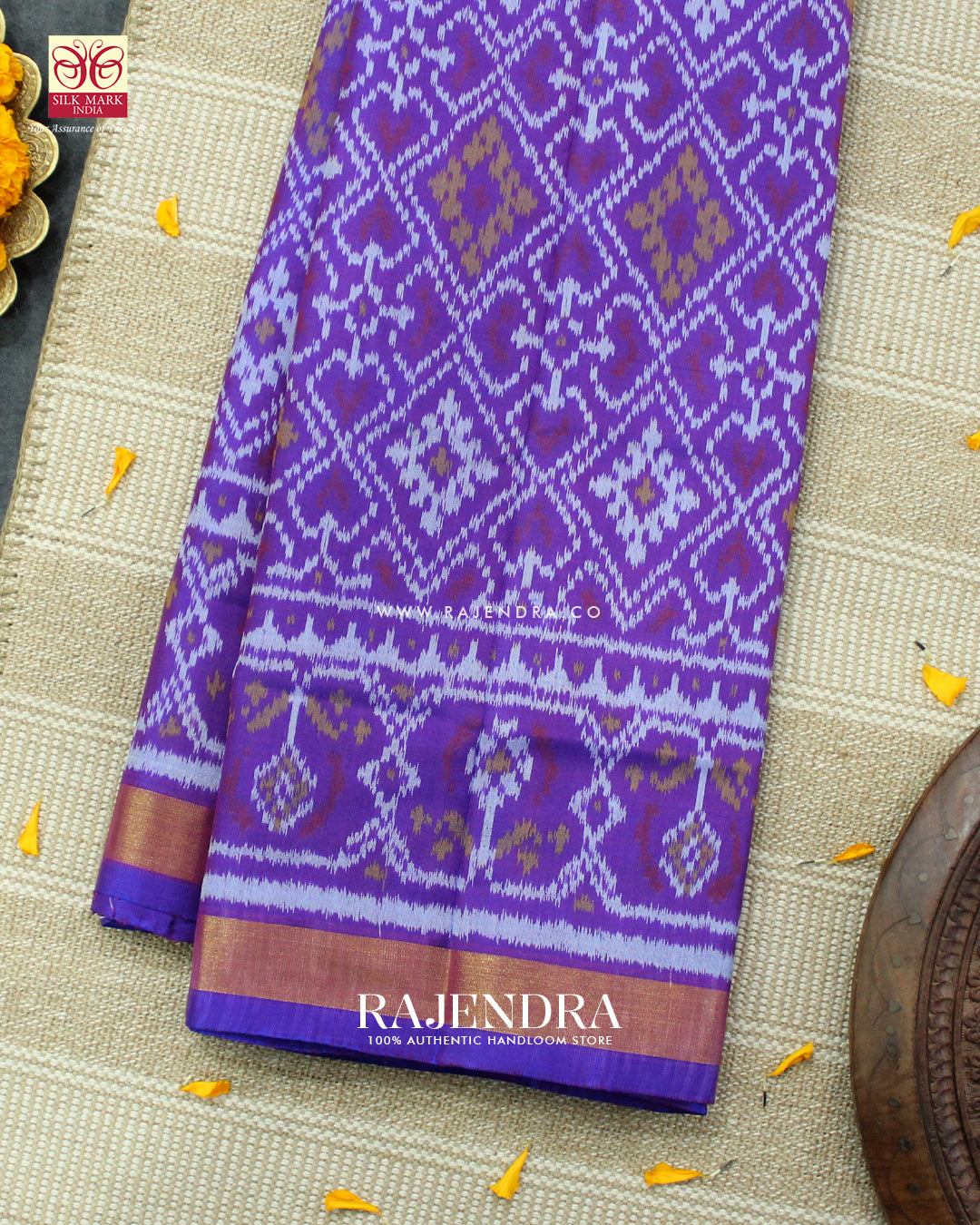 Traditional Panchanda Design Light Purple Single Ikat Rajkot Patola Saree
