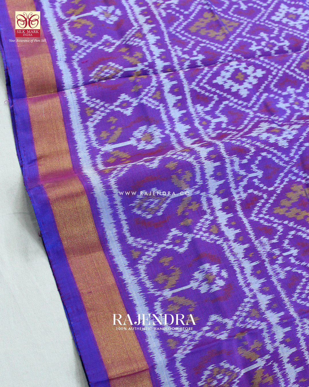 Traditional Panchanda Design Light Purple Single Ikat Rajkot Patola Saree
