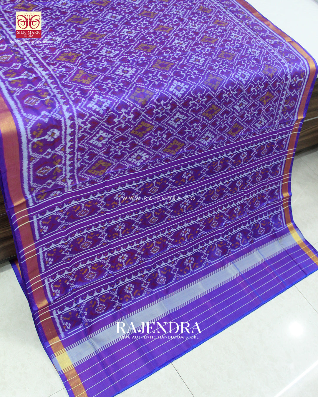 Traditional Panchanda Design Light Purple Single Ikat Rajkot Patola Saree