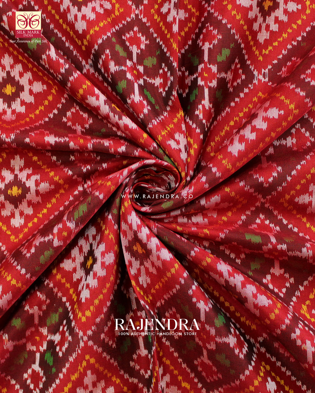 Traditional Panchanda Design Red Ikat Rajkot Patola Saree